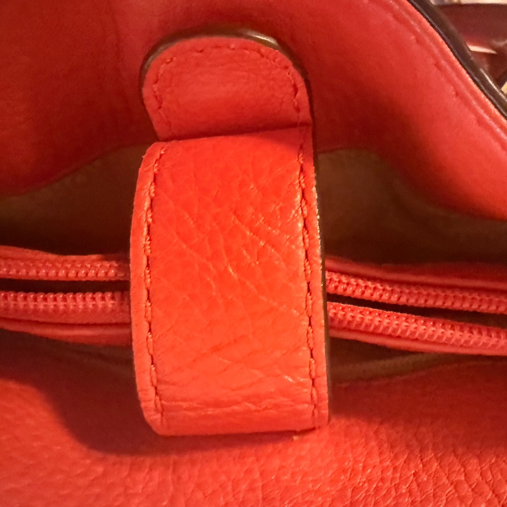 Michael Kors Hamilton Vibrant Red Leather Shoulder Bag with Gold Accents - Picture 16 of 16